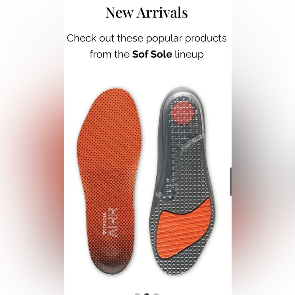 Sof Sole Airr Performance
Insoles men size 9-10.5 New